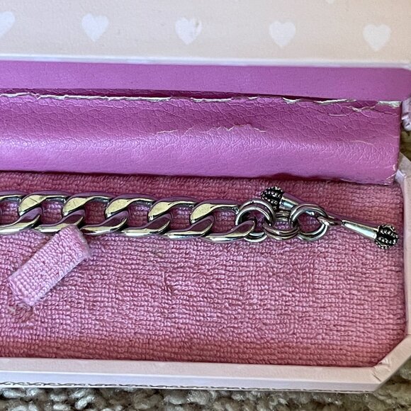 Juicy Courture Silver Heart Charm Toggle Bracelet - Picture 3 of 5